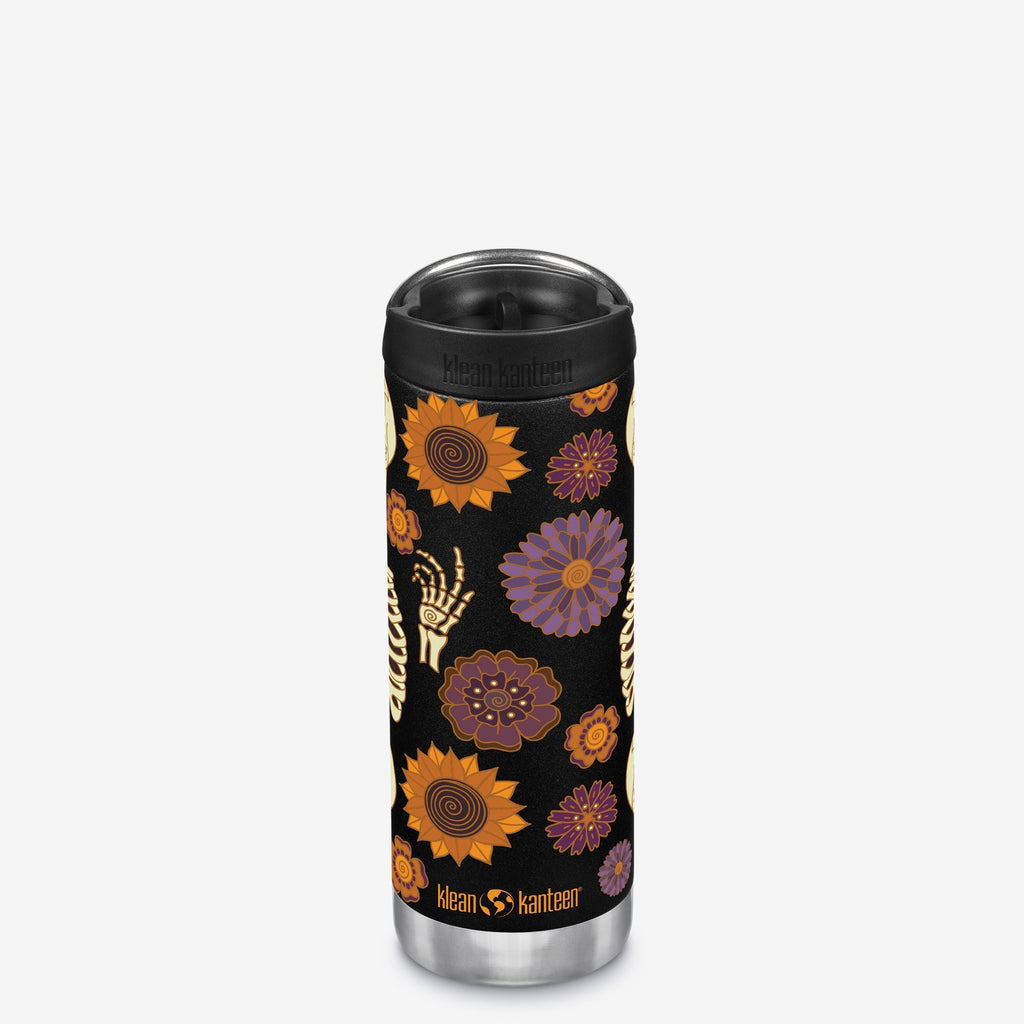 16oz TKWide with Café Cap - Skeleton Flowers