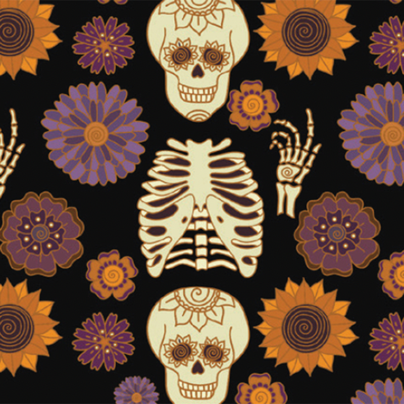 16oz TKWide with Café Cap - Skeleton Flowers